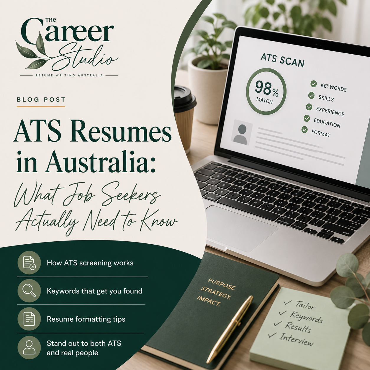 ATS resume scan dashboard showing 98% keyword match for a tailored resume